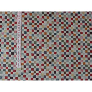 Gobelin Quadrate bunt creme140cm breit Meterware Stoff