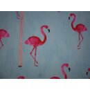 Dekostoff Flamingo pink Gardinen Vorhangstoff  blau meliert