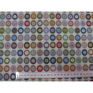 Gobelin Kreise bunt creme bordeaux 140cm breit Meterware