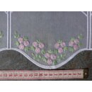 Scheibengardinenstoff Blumen rosa grün bestickt 17cm hoch