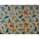 Baumwollstoff Dinos bunt creme Meterware