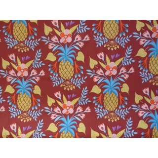 Baumwollstoff rotbraun mit Blumen Baumwolldruck Meterware