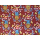 Baumwollstoff rotbraun mit Blumen Baumwolldruck Meterware