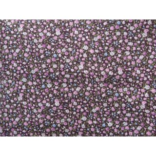 Baumwollstoff braun Streublümchen rosa altrosa Baumwolldruck