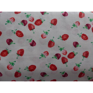 Reststück 40x140cm Baumwollstoff Himbeeren Baumwolldruck