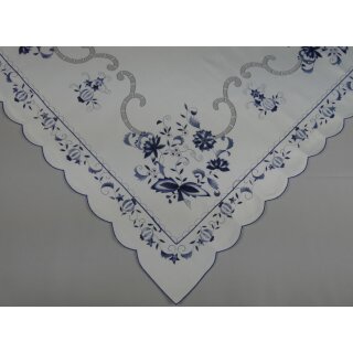 Mitteldecke im Blaudruck-Design mit Blumen Ranken, 85x85cm und