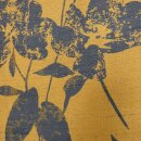 Dekostoff senfgelb graublau florales Muster 150cm breit
