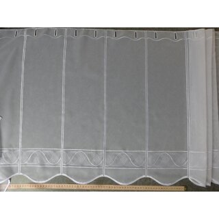 Reststück 95cm Scheibengardinenstoff bestickt welle Voile weiß 60cm hoch