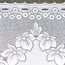 Scheibengardine 173cm-28cm hoch mit Blüten und Blumen weiß